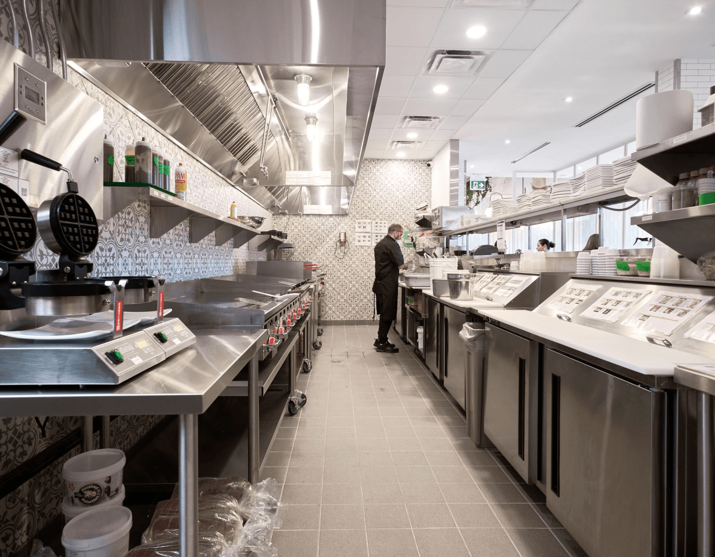 Professional kitchen equipment and workspace